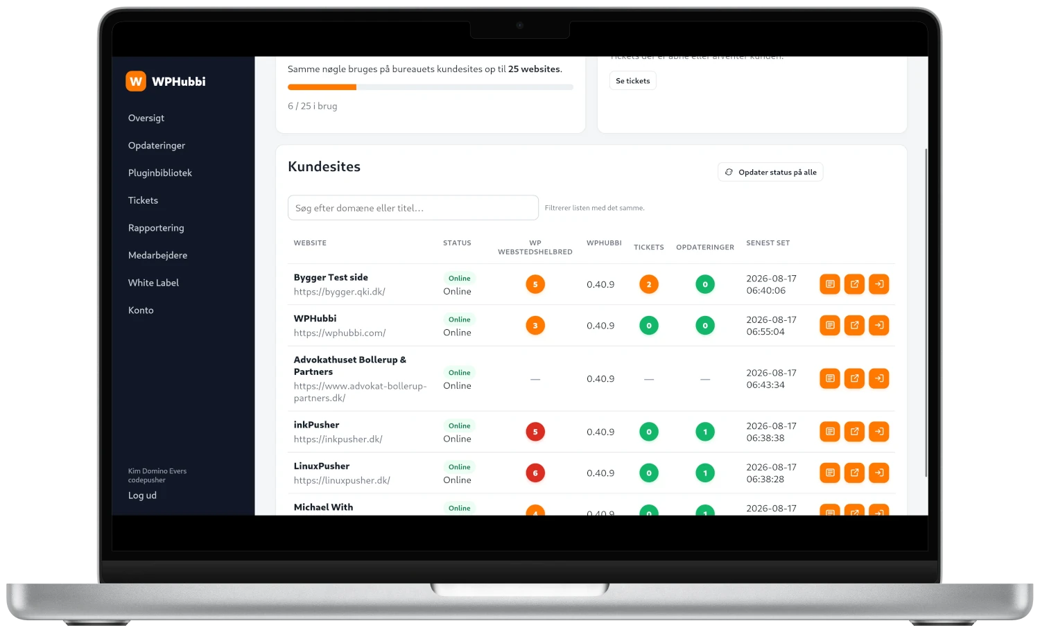 Manage every WordPress client site from one Hub